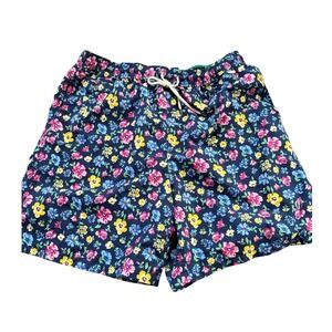 Polo Ralph Lauren Mens Floral Swim Trunks Navy Blue Pink Yellow 5.5 Inseam XL